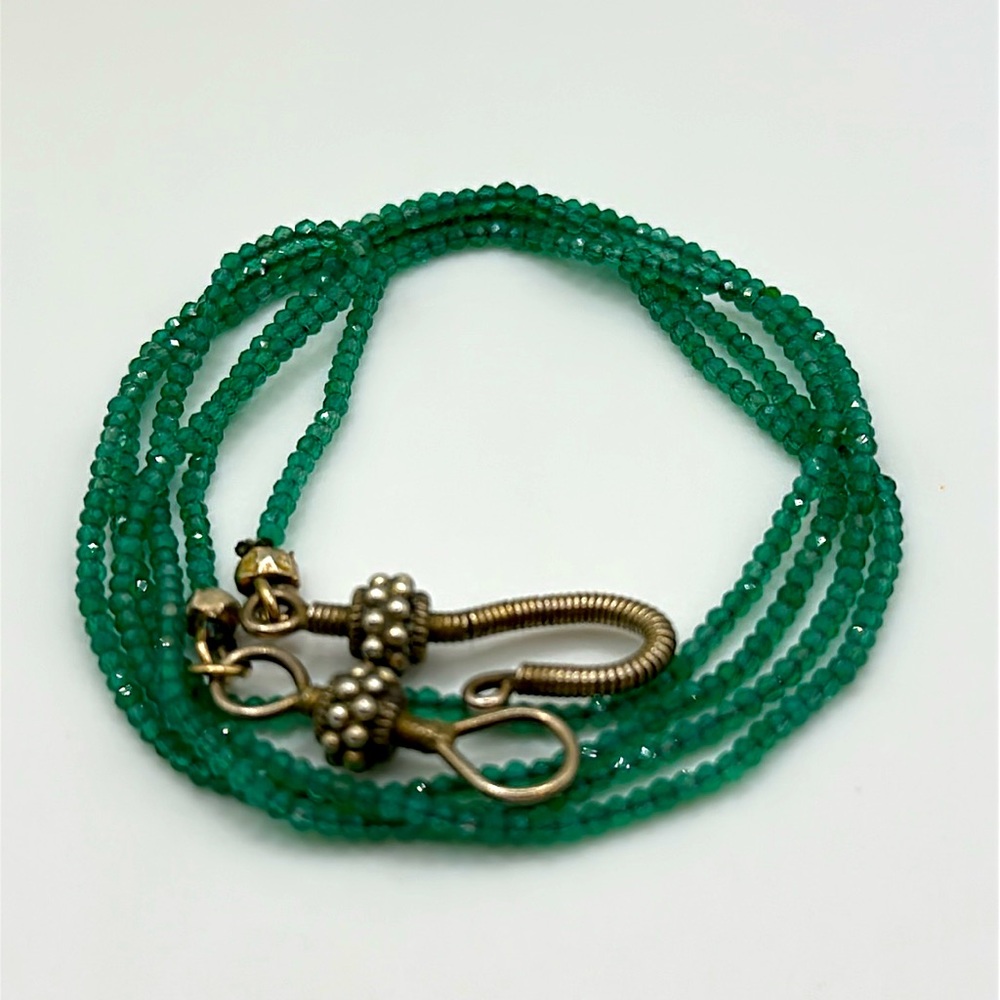 30" Exotic Green Onyx Bead Necklace.  Rare bright color